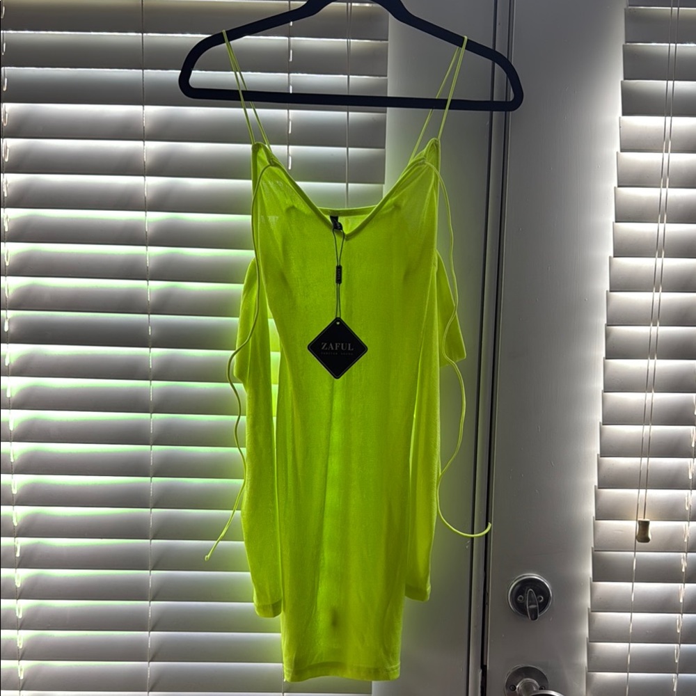 Neon Green Spaghetti Strap Dress
